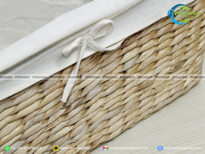 CESTA DE ALMACENAMIENTO DE JACINTO DE AGUA Hecha a mano con marco de metal Ideal para lavandería o almacenamiento Artesanía de Vietnam - Product Image 6