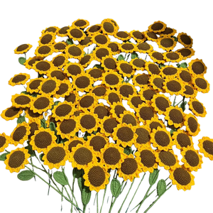 Hilo de lana de punto hecho a mano girasol Artificial flores de ganchillo decoración clásica para el hogar regalos para el Día del Padre Año Nuevo hecho - Product Image 4