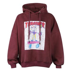 เสื้อฮู้ดผู้หญิงเสื้อสเวตเตอร์แบบสวมหัวพิมพ์ลายนูนออกแบบไหล่ตกโลโก้ได้ตามต้องการสไตล์สตรีทแวร์ใส่ได้ทั้งชายและหญิง - Product Image 1