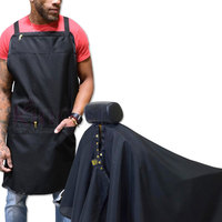 Celemek Server penata rambut hitam kustom Pria & Wanita Logo cetak Khusus dalam celemek tukang cukur katun dengan desain & pola unik