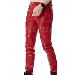 Dernière conception de pantalons en cuir pour hommes Service OEM Pantalons en cuir pour hommes Pantalons en cuir confortables pour hommes - Product Image 4