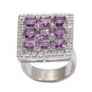 Vente en gros de bijoux fins de luxe en argent sterling 925 bague de mariage en améthyste africaine naturelle pour dames - Product Image 5