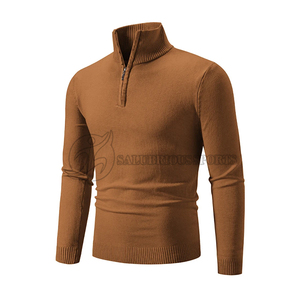 Sweat à capuche pour homme en coton tricoté à col roulé col montant automne fermeture éclair chaude grande taille polaire - Product Image 6