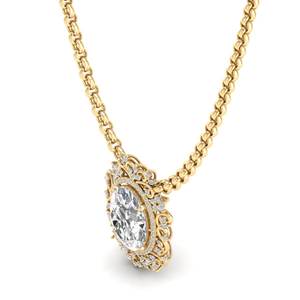 REYES Joyería Fina, Nuevo Collar con Colgante de Moissanita de Corte Ovalado de 13.22 Quilates en Oro Sólido de 14K para Mujer, Regalo de Boda - Product Image 3