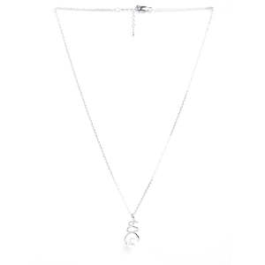 Pendentif papillon plaqué rhodium à facettes diamantées avec perle d'eau douce - Product Image 4