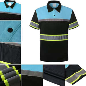 Camisa reflectante para trabajo, Tops de trabajo, manga corta, rayas reflectantes, polos de seguridad, camisa Polo para hombre, secado rápido - Product Image 6