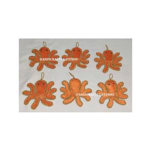 Unique Design Christmas Ornaments Zari Embroidery Beaded With Fabric Material Fine Finishing Handmade For Christmas Tree Gifting - Product Image 1