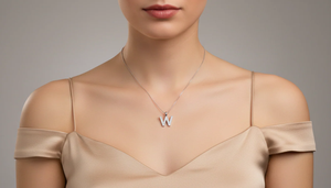 Elegante Collar con Colgante de Letra W en Oro Blanco de 18K con Diamantes Naturales Reales, Joyería Personalizada de Lujo para Mujer, Regalo - Product Image 5