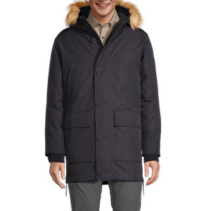 Parka respirante, veste longue de haute qualité, unisexe, doublée en polaire, imperméable, avec couleurs unies, capuche en fourrure, parka pour homme - Product Image 1