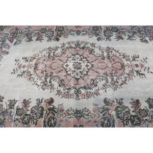 Vintage Rug 5.8x9.3 ft, <b>Brown</b> Pink Floral <b>Wool</b> Turkish Rug - Product Image 5