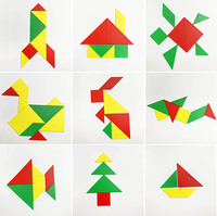 Rompecabezas Tangram de Plástico Suave No Tóxico de 21 Piezas para Niños de 5 a 7 Años, 3 Colores