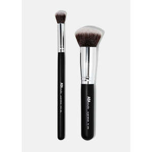 F4 & E104 Kabuki Brush Duo Rhinestone Handle Natural <b>Hair</b> Flat Brush for Lips & Concealer Travel <b>Style</b> <b>Powder</b> Brush Good Quality - Product Image 2