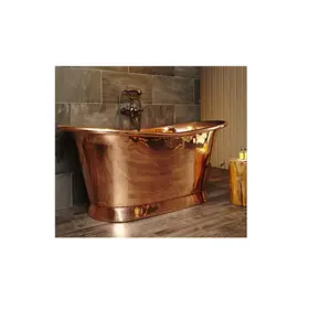 Bañera de cobre con reposapiés, alta calidad, precio al por mayor, tamaño personalizado y logotipo de la INDIA