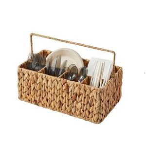 Porte-couverts polyvalent unique fait à la main rectangle durable porte-couverts de restaurant ustensile de jacinthe d'eau porte-couverts - Product Image 1