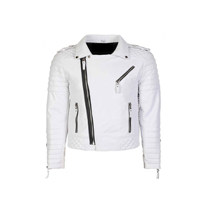 Professionnel élégant hommes motocyclistes conception décontractée vestes en cuir couleur blanche à la mode personnalisable solide manteaux en cuir - Product Image 1