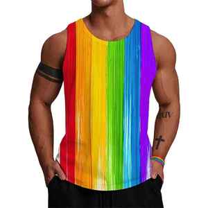 Camiseta sin mangas con estampado colorido 3D de verano para hombre, Camiseta deportiva transpirable para gimnasio, ropa de calle, ropa fresca para exteriores - Product Image 5