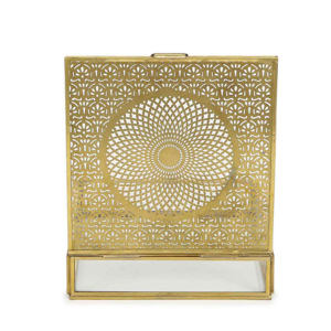 Boîte de rangement à bijoux en verre gravé en métal doré de luxe personnalisée faite à la main avec conception personnalisée pour affichage ou décoration - Product Image 5