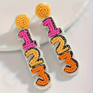 Pendientes colgantes de cristal hechos a mano, diseño deportivo simple con colgantes de acero inoxidable para profesores, moda deportiva de invierno - Product Image 6