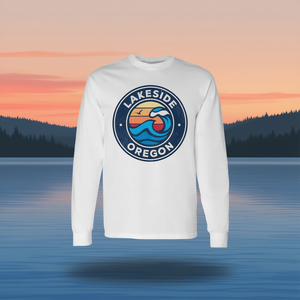 T-shirt a maniche lunghe Lakeside Oregon Vintage Nautical Waves - Product Image 3