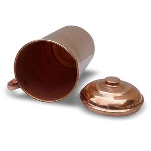 Pichet en cuivre lourd pur avec couvercle Ustensiles en cuivre indiens faits à la main pour la guérison ayurvédique - Product Image 3