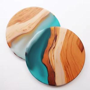 Nouveaux sous-verres en bois de résine Unique boissons cadeaux époxy en bois gravé personnalisé pour la décoration de table mariage et fêtes - Product Image 2