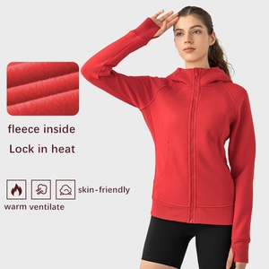 Veste de sport pour femme avec logo personnalisé Hoosie, vêtements de sport, veste de course, sweat-shirt à capuche épais avec fermeture éclair intégrale, tissu respirant 100% coton - Product Image 2