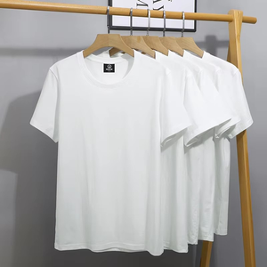 T-shirts tricotés quatre saisons 100% coton pour hommes T-shirts surdimensionnés décontractés de haute qualité couleur unie pour le sport usage quotidien Top Stock - Product Image 4