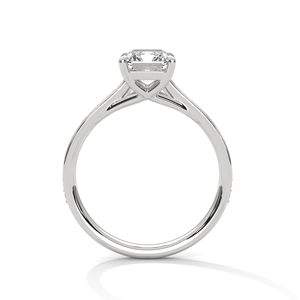 2.0ct <b>Emerald</b> Cut CZ Solitaire <b>Ring</b> 925 Sterling <b>Silver</b> Pave Set Engagement Band Cubic Zirconia Bridal Wedding Promise <b>Ring</b> - Product Image 1