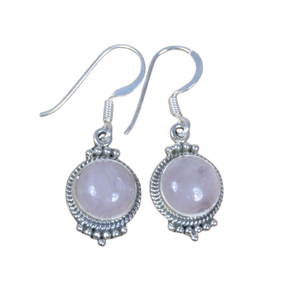 Boucles d'oreilles fines en pierre de naissance d'octobre faites à la main Quartz rose cadeau de pierres précieuses en argent sterling 925 naturel ses boucles d'oreilles - Product Image 1