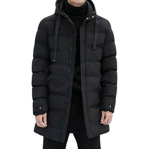 Veste matelassée d'hiver pour homme Manteau long zippé à capuche Veste matelassée chaude avec poches pour la protection contre le froid - Product Image 1