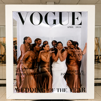 Boîte photo personnalisée noire en métal style magazine Vogue à deux portes pour location – Idéale pour anniversaires, événements, mariages, cadeaux