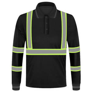 Summer Construction Full-Sleeve Safety <b>Hi</b> <b>Vis</b> Reflective Tape Working Wear Worker Polo <b>T</b>-<b>Shirts</b> - Product Image 2