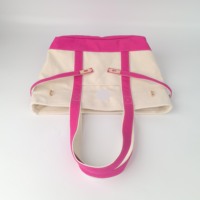 Grand sac fourre-tout en toile avec bordure contrastée, fermeture éclair supérieure, idéal pour les courses, les vacances, les cadeaux, avec poche avant, sac de plage et de bateau