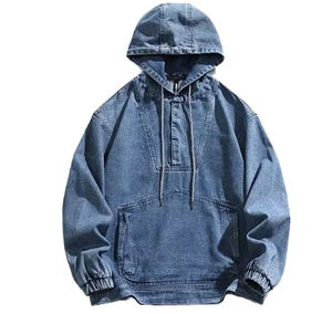 Chaqueta vaquera unisex 2025 de lavado claro con media cremallera y capucha, cortavientos, ecológica y transpirable para primavera - Product Image 4