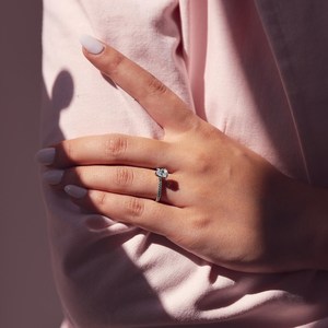 Anillo de diamante de corte redondo y pera de oro sólido de 10K, anillo de propuesta de boda de diamante cultivado en laboratorio, anillo de compromiso de diamante de corte de pera para amor - Product Image 2