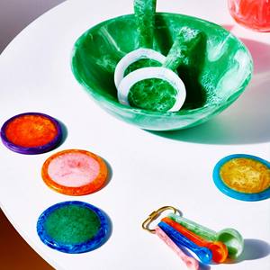 Plat peu profond en résine brun foncé à motif tourbillonnant, bord large, lisse, fait à la main, écologique, passe au lave-vaisselle, art moderne, décoratif antique - Product Image 5