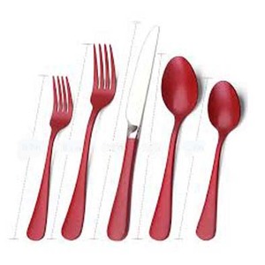 Juego de cubiertos de acero inoxidable con diseño de mango rojo con acabado pulido dorado para servir sushi o obsequios - Product Image 2