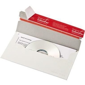 Bolsa de Envío para CD/DVD ColomPac Blanca, 121 x 220 mm, Autoadhesiva, Sin Ventana, Cartón Sólido - Product Image 1