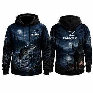 เสื้อสเวตเชิ้ตมีฮู้ดพิมพ์ลายตกปลาสำหรับผู้ชาย ZIAKOT ดีไซน์แบบซับลิเมชั่นเต็มตัว ลายฉากกลางคืนพร้อมปลาเบสและนักตกปลา เสื้อผ้าลำลองสไตล์ฤดูใบไม้ร่วง - Product Image 3