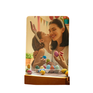 Lámpara LED 3D Personalizada con Foto PYD Life, Luz Nocturna, Regalo de Pascua, Marco de <span class=keywords><strong>Fotos</strong></span> Acrílico Sublimado con Base de Madera - Product Image 1