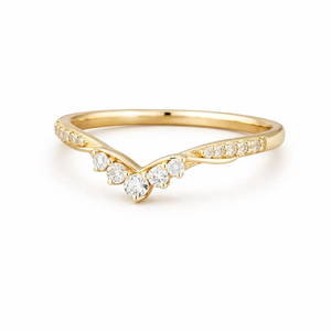 Anillo de Boda Moderno Curvo con Diseño Chevron, Anillo Apilable en Oro de 14K con Diamantes de Laboratorio, Anillo de Eternidad a Juego para Novia, Anillo de Aniversario en Forma de V - Product Image 2