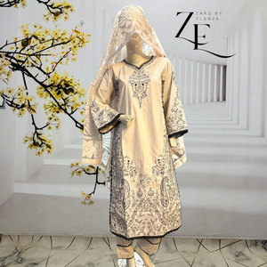 Salwar Kameez Indio-Pakistaní Preconfeccionado con Bordado, Ropa Casual para Mujer, Tela Ligera, Absorbe la Humedad, Secado Rápido, Cómodo - Product Image 5