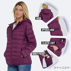 Veste matelassée pour femmes Vestes légères d'hiver et chaudes 100% Sweat à capuche matelassé Manteau matelassé isolé à fermeture éclair résistant à l'eau - Product Image 5