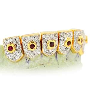 Rejilla Dental de Oro de 14K Personalizada de Lujo Unisex 2024, con Polvo de Diamante y Moissanita, Estilo Vintage de Moda 2023, Regalo para Hombre - Product Image 1