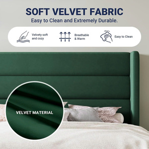 Cama Tapizada Moderna con Cabecera TRIHO-HB-038, Tamaño King/Queen, Estructura de Cama de Terciopelo Transpirable, Fácil Armado en 30 Minutos, Sin Base de Resortes - Product Image 5