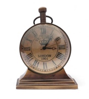 Horloge de table vintage en laiton à quartz, style victorien antique, chiffres romains, garde-temps en verre, décoration de chambre à coucher et de bureau à domicile