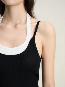 Femmes deux pièces Hot Girl Style polyvalent décontracté jarretelle haut d'été couleur contrastante femme gilet - Product Image 2