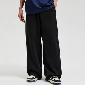 Pantalones Deportivos Extra Grandes Personalizados OEM de 450 g/m², Dobladillo sin Rematar, Cintura Elástica, Pantalones Deportivos Holgados, Pantalones Deportivos de Color Sólido y Peso Pesado - Product Image 4