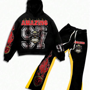 ชุดวอร์มและกางเกงวอร์มแนวสตรีทของผู้ชายชุดวอร์มพิมพ์ลายกราฟิกแบบกำหนดเอง OEM สำหรับฤดูหนาว - Product Image 1