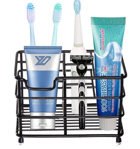 Meilleure vente en gros de boîte de rangement murale en acier inoxydable porte-dentifrice pour brosse à dents en métal pour salle de bain couleur noire - Product Image 1